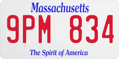 MA license plate 9PM834