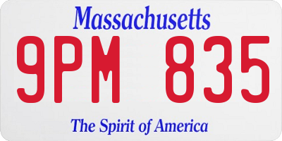 MA license plate 9PM835