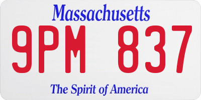 MA license plate 9PM837