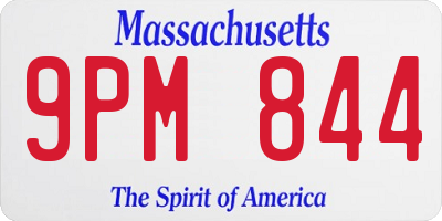 MA license plate 9PM844