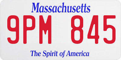 MA license plate 9PM845