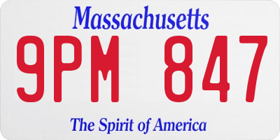 MA license plate 9PM847