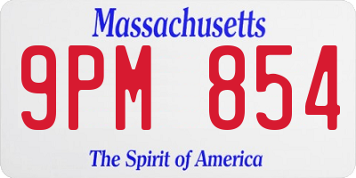 MA license plate 9PM854