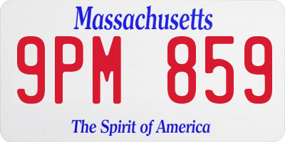 MA license plate 9PM859