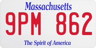 MA license plate 9PM862