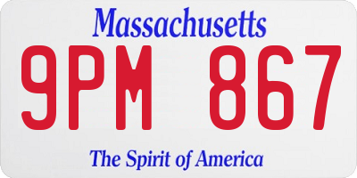 MA license plate 9PM867