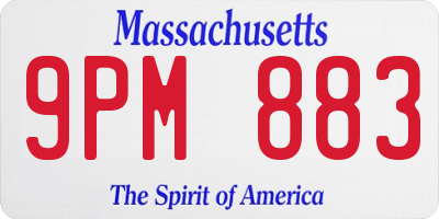 MA license plate 9PM883
