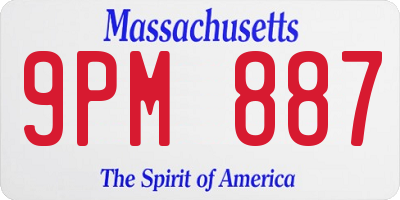 MA license plate 9PM887