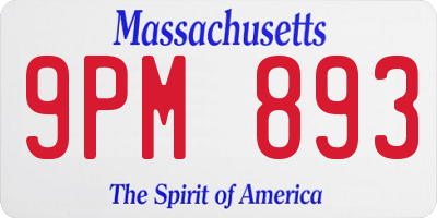 MA license plate 9PM893