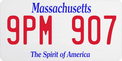 MA license plate 9PM907