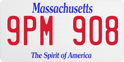 MA license plate 9PM908
