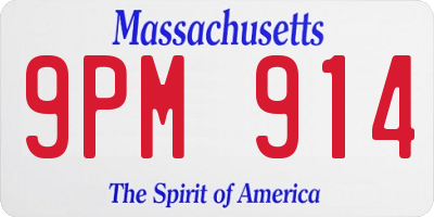MA license plate 9PM914