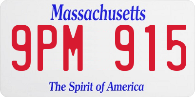 MA license plate 9PM915