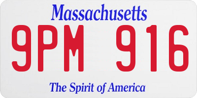 MA license plate 9PM916