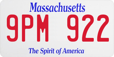 MA license plate 9PM922