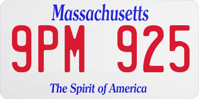 MA license plate 9PM925