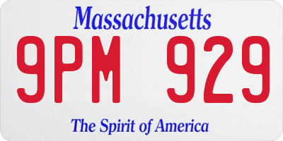 MA license plate 9PM929