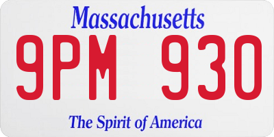 MA license plate 9PM930