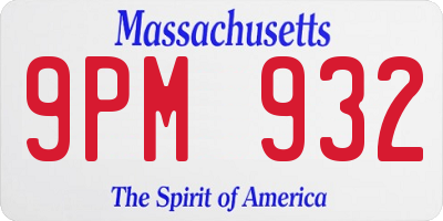 MA license plate 9PM932