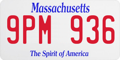 MA license plate 9PM936