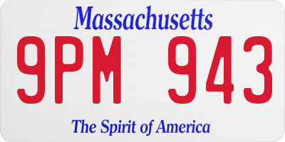 MA license plate 9PM943