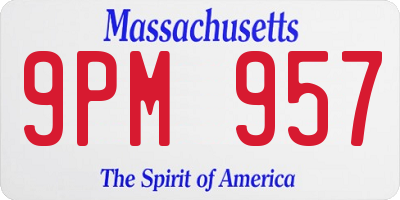 MA license plate 9PM957