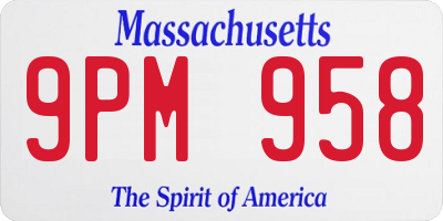 MA license plate 9PM958