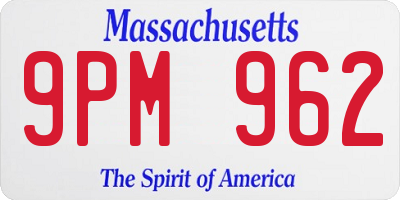 MA license plate 9PM962