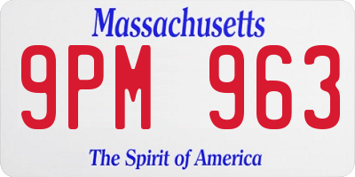MA license plate 9PM963