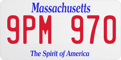 MA license plate 9PM970