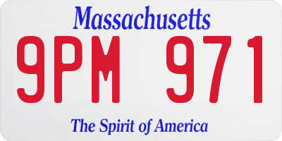 MA license plate 9PM971