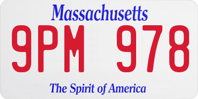 MA license plate 9PM978