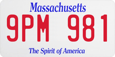 MA license plate 9PM981