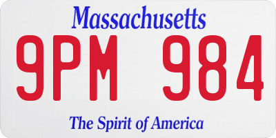 MA license plate 9PM984