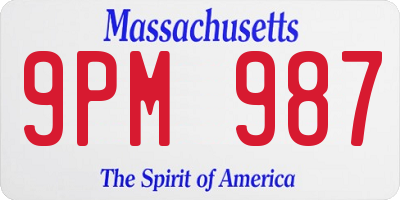 MA license plate 9PM987
