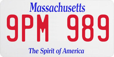 MA license plate 9PM989