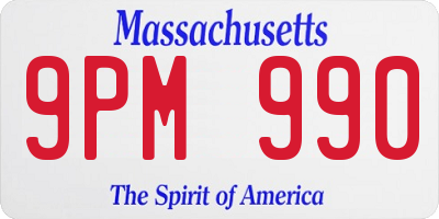 MA license plate 9PM990