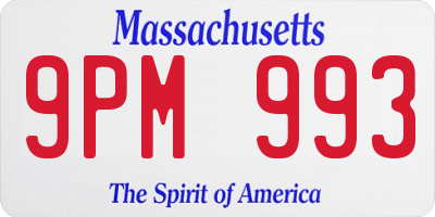 MA license plate 9PM993