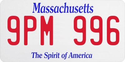 MA license plate 9PM996