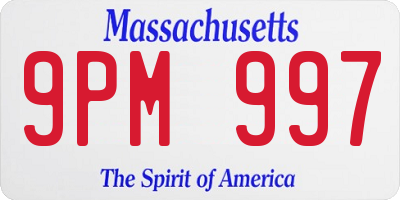 MA license plate 9PM997