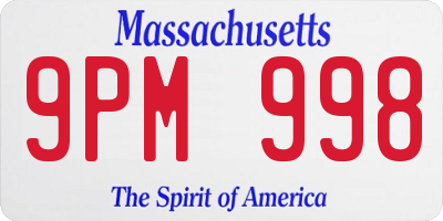 MA license plate 9PM998