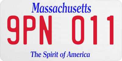 MA license plate 9PN011