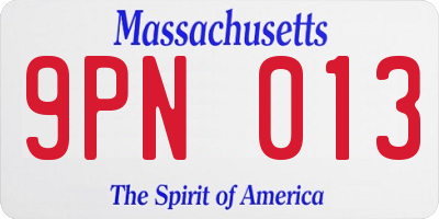 MA license plate 9PN013