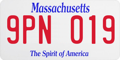 MA license plate 9PN019