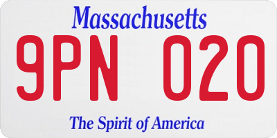 MA license plate 9PN020