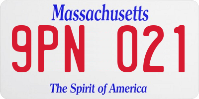 MA license plate 9PN021