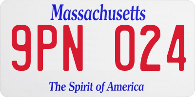 MA license plate 9PN024