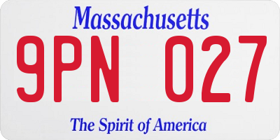 MA license plate 9PN027