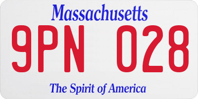 MA license plate 9PN028
