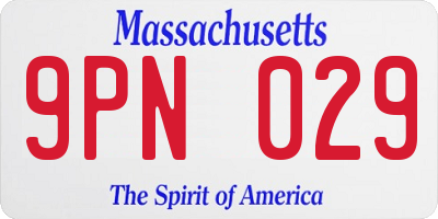 MA license plate 9PN029